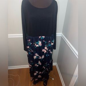 NWT Nemidor Womens‎ Plus Size Black Floral Maxi Dress Sz 24